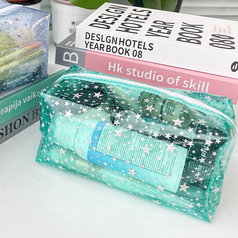 Cross-border hot selling PVC transparent star waterproof cosmetic bag portable high-end ins style simple internet celebrity toiletry bag