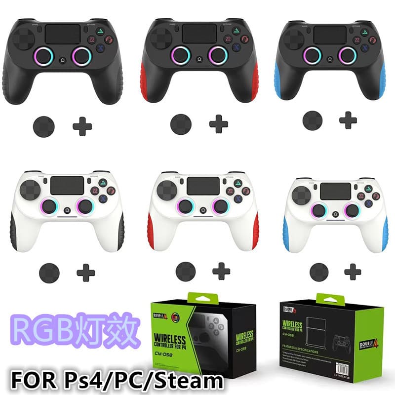 Cross-Border PS4 Gamepad Wireless Bluetooth Six-Axis RGB Light P4 Console Controller Motion Control PC Steam Computer
