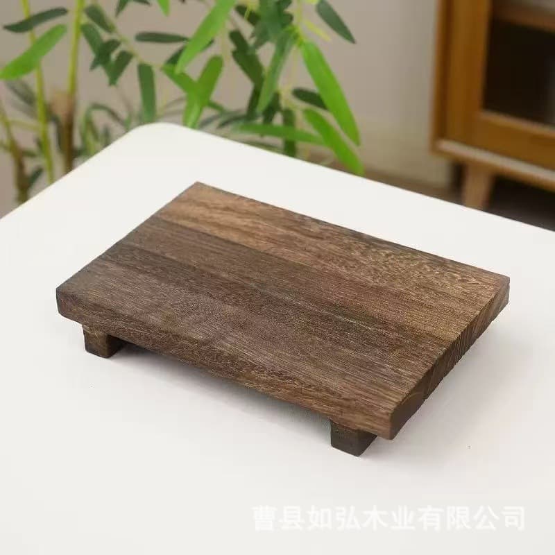 Amazon Cross-border Solid Wood Bathroom Tray Wooden Storage Shelf Organizer Board Rectangular Display for Vase