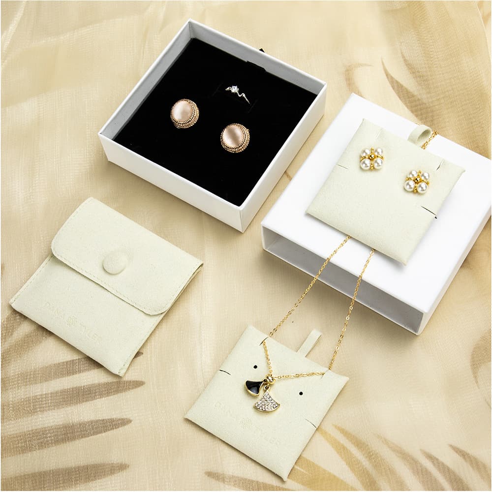 Microfiber Jewelry Bag Suede Flap Snap Closure Storage Pouch with Press Button, Custom Logo Printing Wholesale