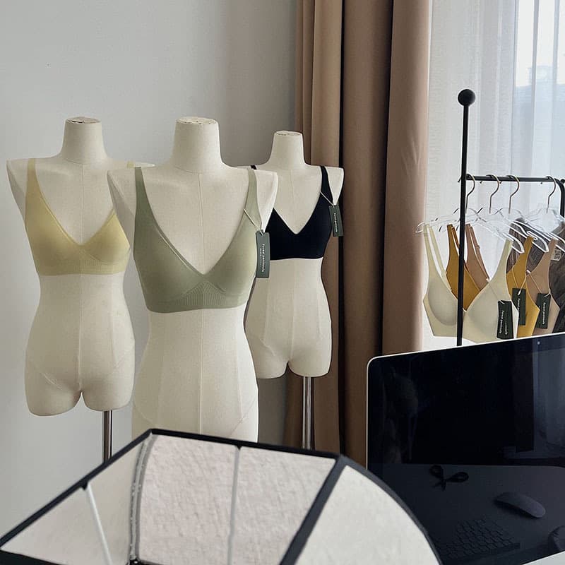 Vest Comfortable Sling Underwear Women's Traceless Deep V Pull Top Toke Adjustable Simple Solid Color Bra Cross-border