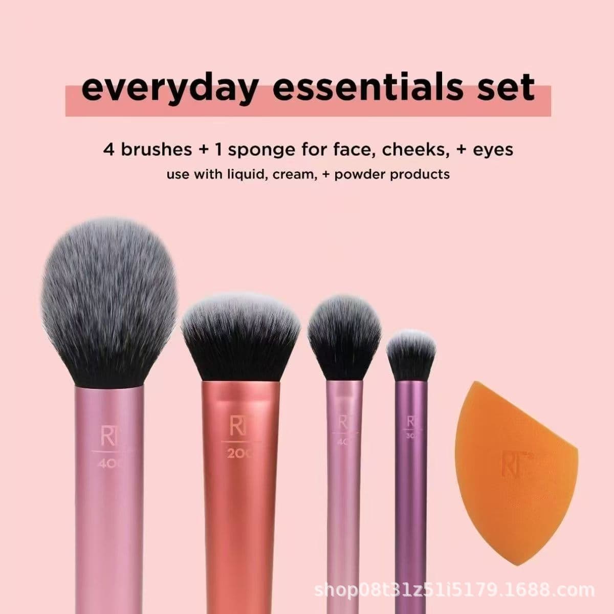 Makeup Brush Set for Beginners, Full Set of Soft-Bristled Loose Powder Brushes, New Style 4-Piece Rt Brush, Blush Brush, Eye Shadow Brush, Beauty Tools