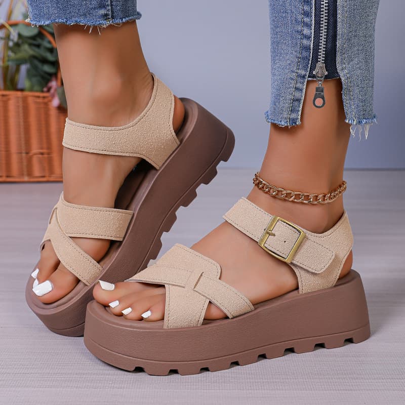 French Platform Thick-Soled Birkenstock Sandals for Women 2026 Summer New Style, Outerwear with Dresses, Korean Roman Thick-Soled Sandals
