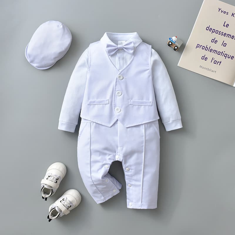 Children's Clothing Wholesale Drop Shipping Hooded Three-Piece Set Baptism Suit Baby Boy Autumn Newborn Infant Clothes