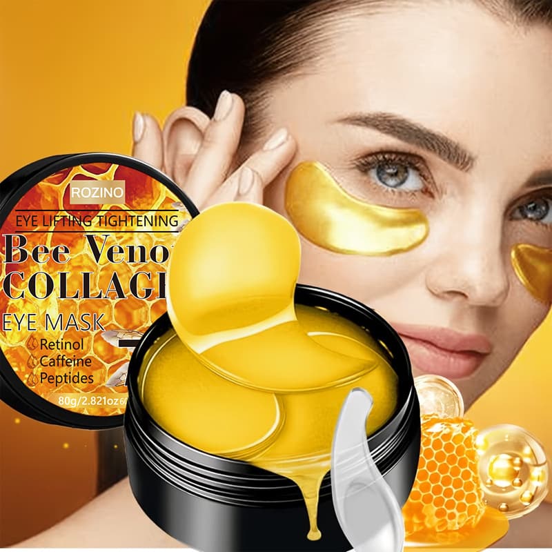 Cross-border ROZINO Bee Venom Collagen Lifting and Firming Eye Mask 80g 60 pieces hydrating and moisturizing factory direct sale