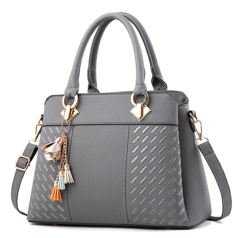 Large Capacity Ladies Handbag Shoulder Crossbody Bag Trendy Leather Bag Square Shape Polyester Lining Zipper Closure Bag