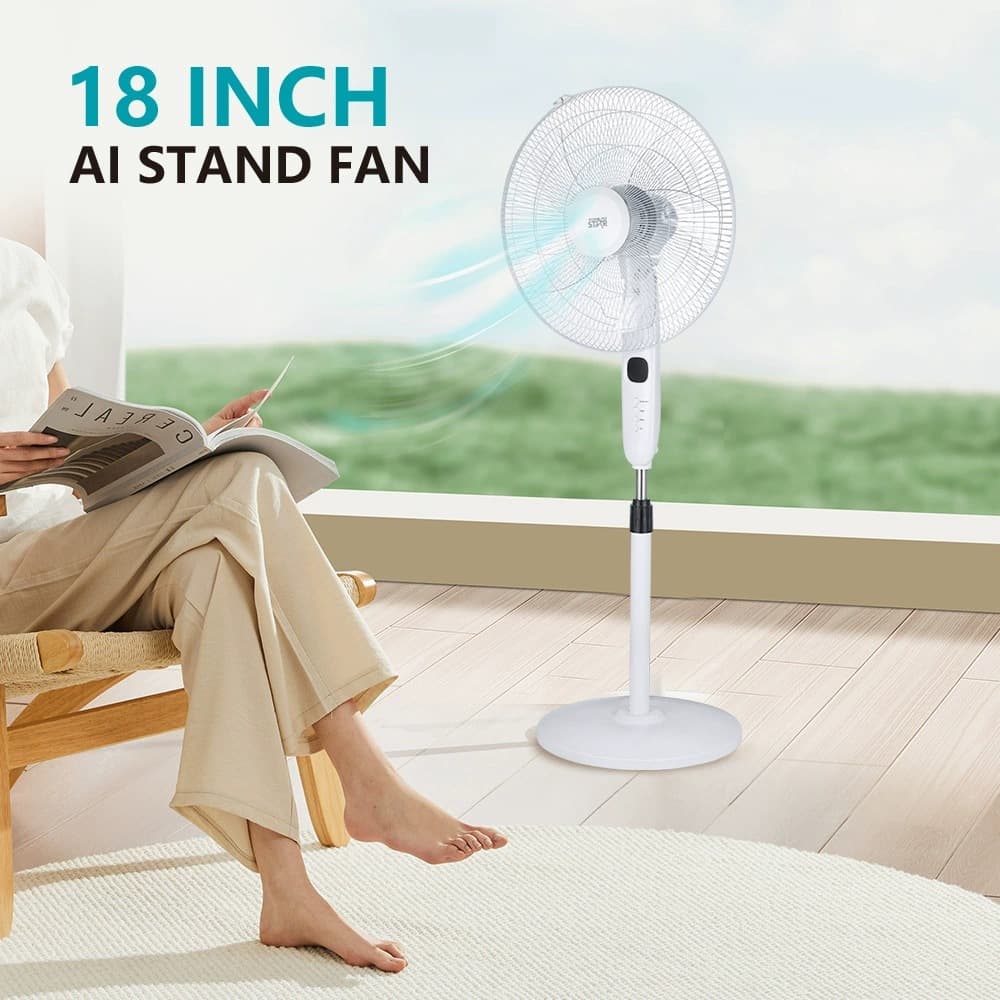 Cross-border 18-inch Oscillating Timer Portable Floor Standing Smart Voice Touch Control Fan