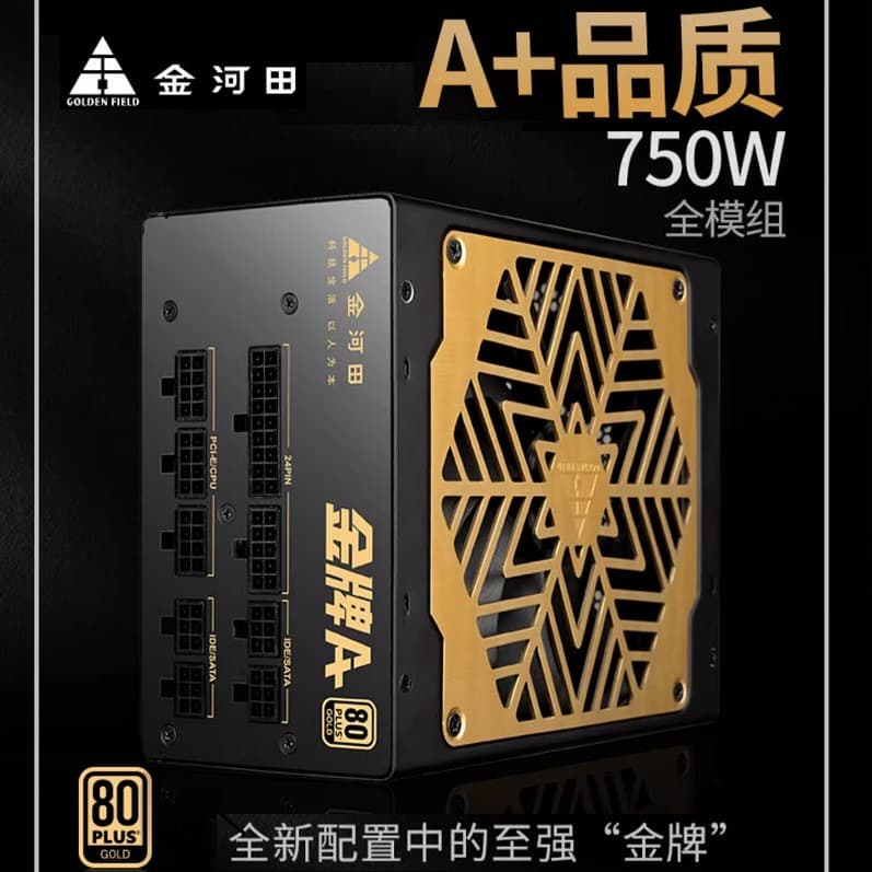 Golden Field Gold A+750W Power Supply Rated 750W Full Modular Computer Desktop Silent Wide Voltage 850W