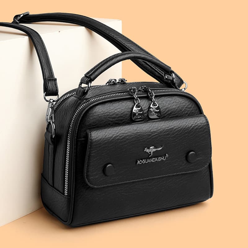 Women's Casual Handbag Winter New Fashion Style Double-Layer Zipper High-End Single Shoulder Crossbody Bag