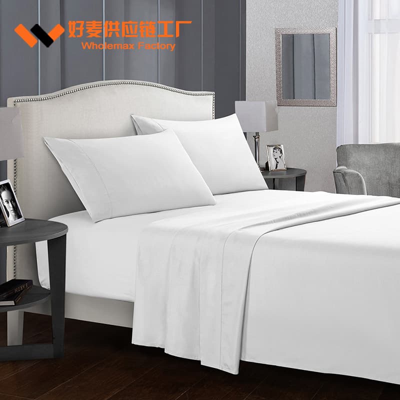 Solid Brushed Bedding Set 4-Piece Modern Simple Bed Linens Pure Color Fitted Sheet Amazon Home Textiles