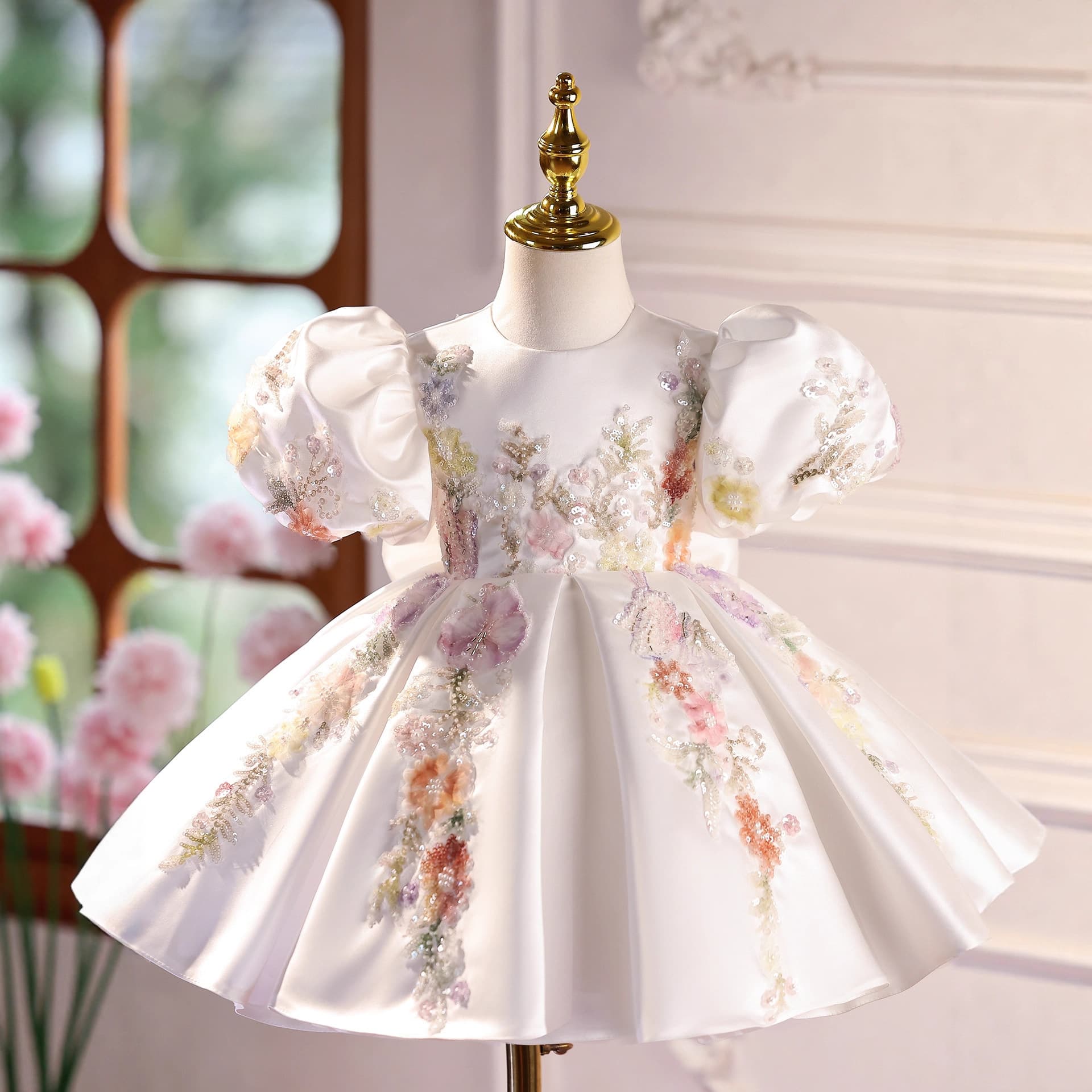 Children's Formal Dress Flower Girl Wedding Little Girl Light Luxury Niche High-End Princess Dress Girls Birthday Cute Puffy Tulle