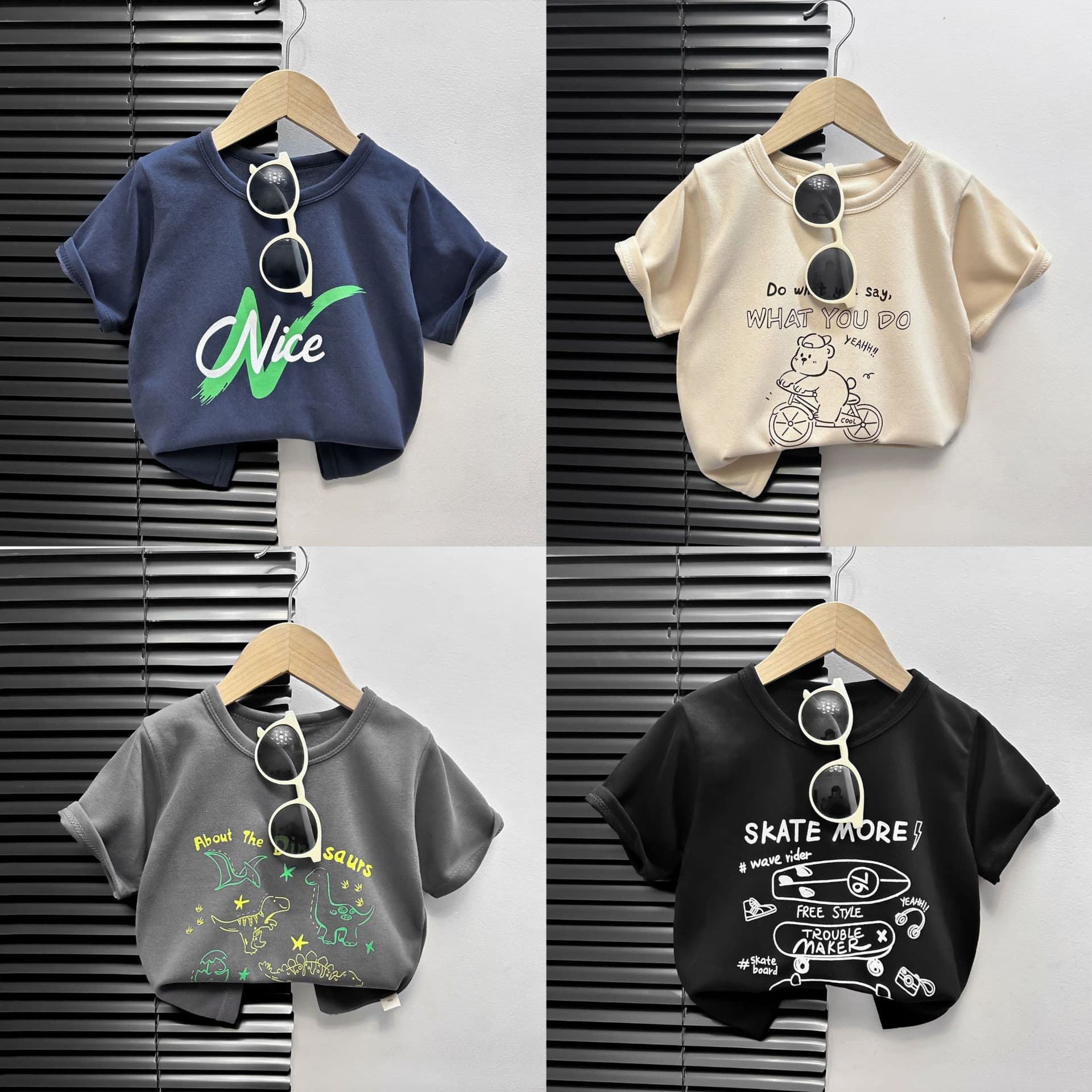 New Children's T-Shirt Boys Baby Summer Cartoon Girls Short Sleeve Korean Style Loose Casual Top Round Neck Kids Clothing