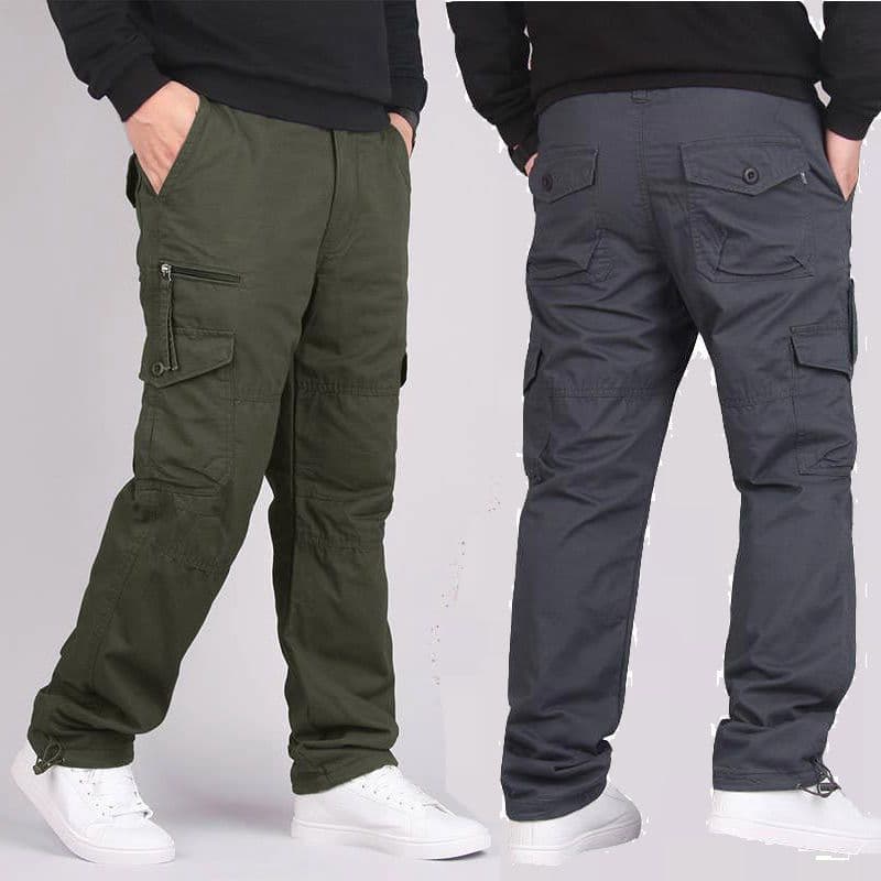 Spring Autumn Outdoor Work Pants Men's Pure Cotton Straight Loose Mountain Casual Trousers Multi Pocket Military Green Long Pant