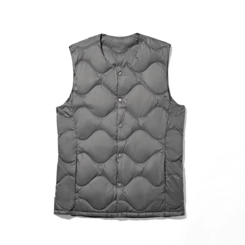 Extra Large Lightweight Down Liner Vest Men's Vest Plus Size Oversized Collarless Round Neck V-Neck Ultra-Thin