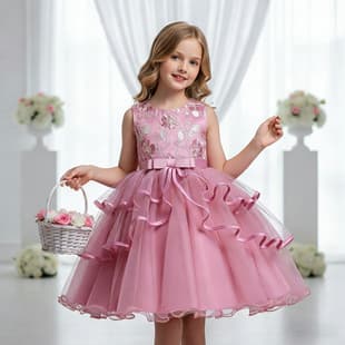 Export Hot Selling Princess Dress Girls' Mesh Tutu Wedding Flower Girl Dress Embroidered Dress Children's Day Performance Costume