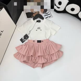 2026 Summer New Girls' Family Set: Solid Color Top + Skirt Pants, 2-Piece Set, Fashionable Round Neck T-Shirt Set, Trendy