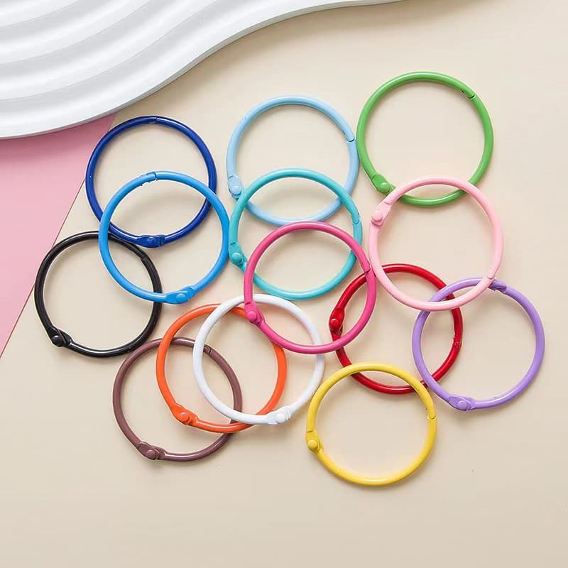 30mm Color Card Ring Baked Paint Snap Ring Open Ring Loose-Leaf Ring Keychain DIY Accessories Wholesale