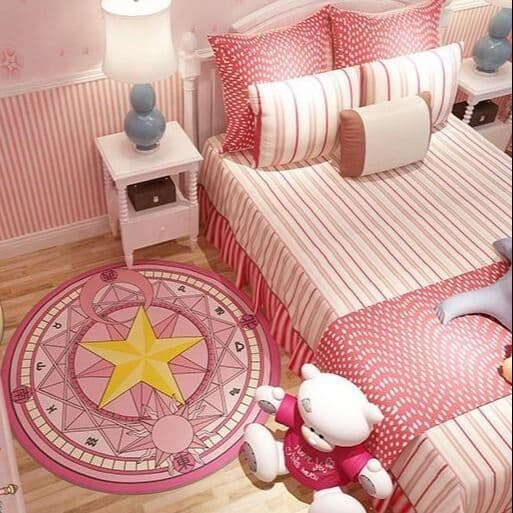 Cardcaptor Sakura Magic Circle Rug Bedroom Round Pink Princess Girl Sakura Cartoon Internet Celebrity Photo Mat