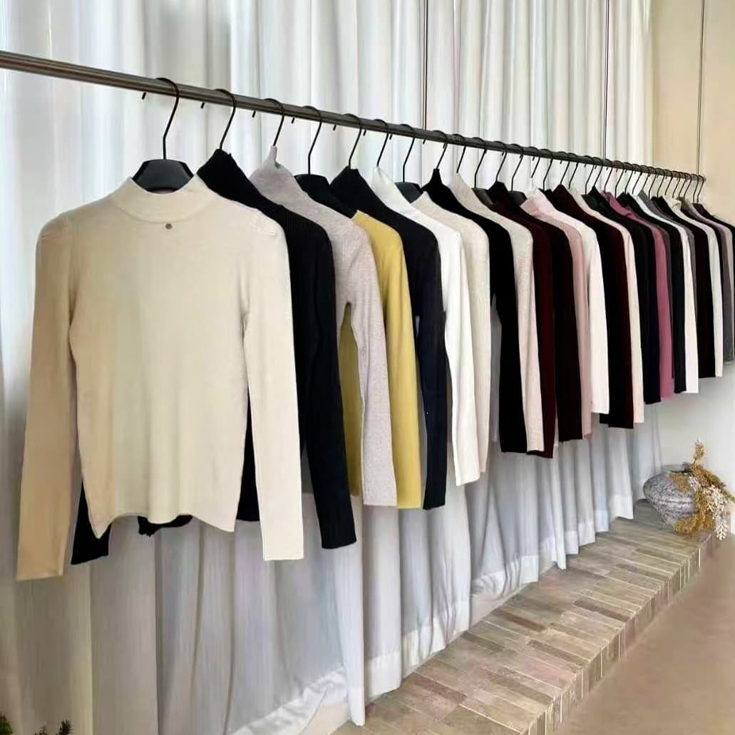 Hangzhou Sijiqing Puff Long Sleeve Half Turtleneck Base Layer Knit Sweater, Thermal Sweater for Women, Winter Top Inner Layer, Wholesale