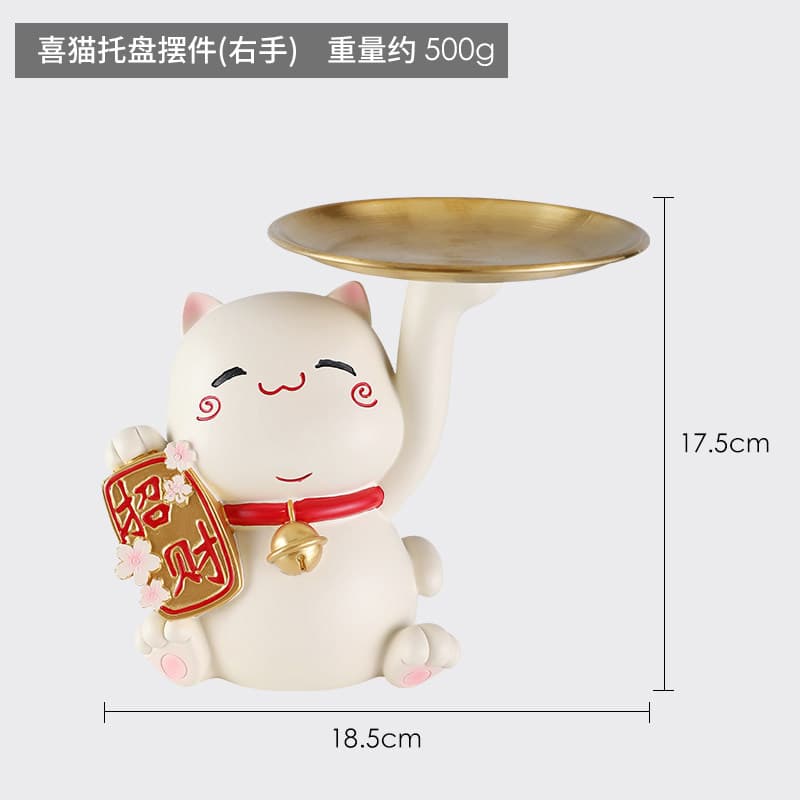Maneki Neko Tray Key Holder Ornament Living Room TV Cabinet Entryway Home Decoration Housewarming Gift