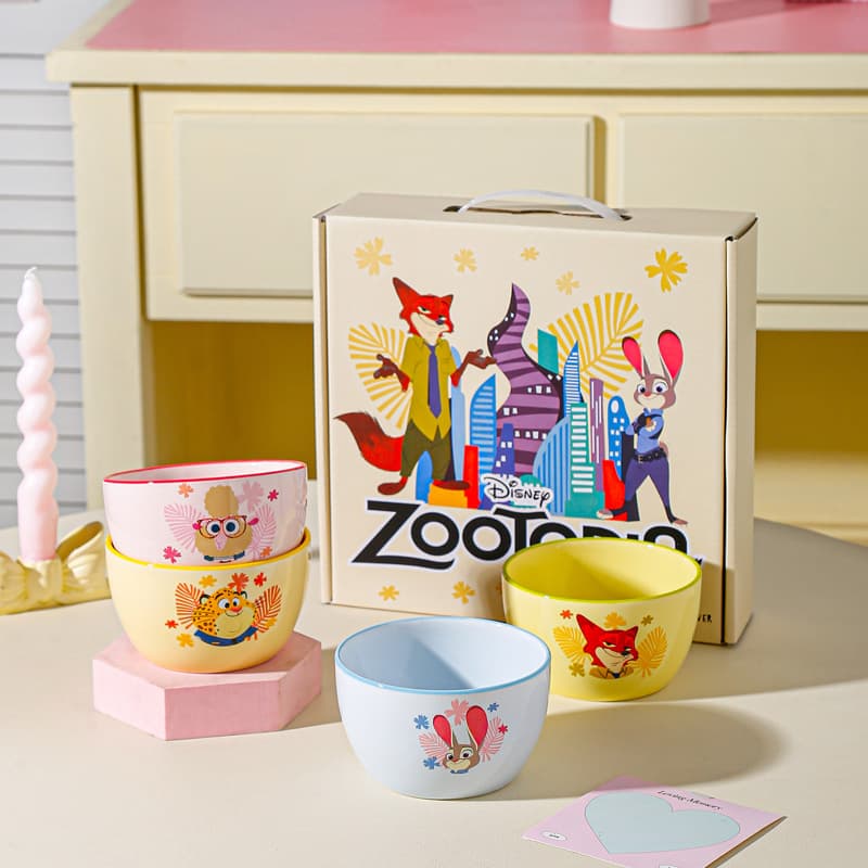 Zootopia Colorful Series Ceramic Rice Bowl New High-Looking Tableware for Home Christmas and Birthday Souvenirs