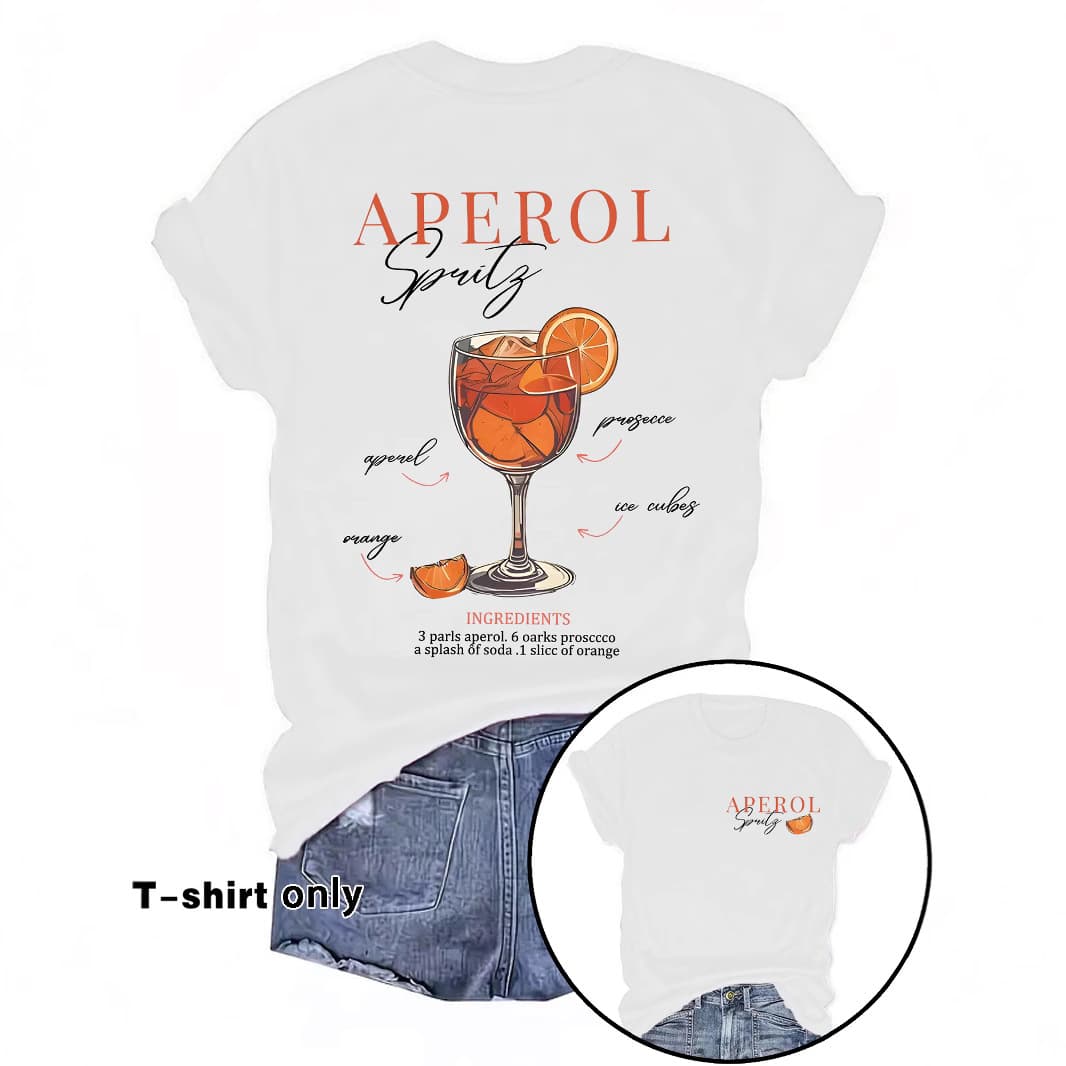European and American Cross-Border Fashion T-Shirt for Women APEROL Print Summer New Short Sleeve T-Shirt Women's In Stock Hot Selling for Export