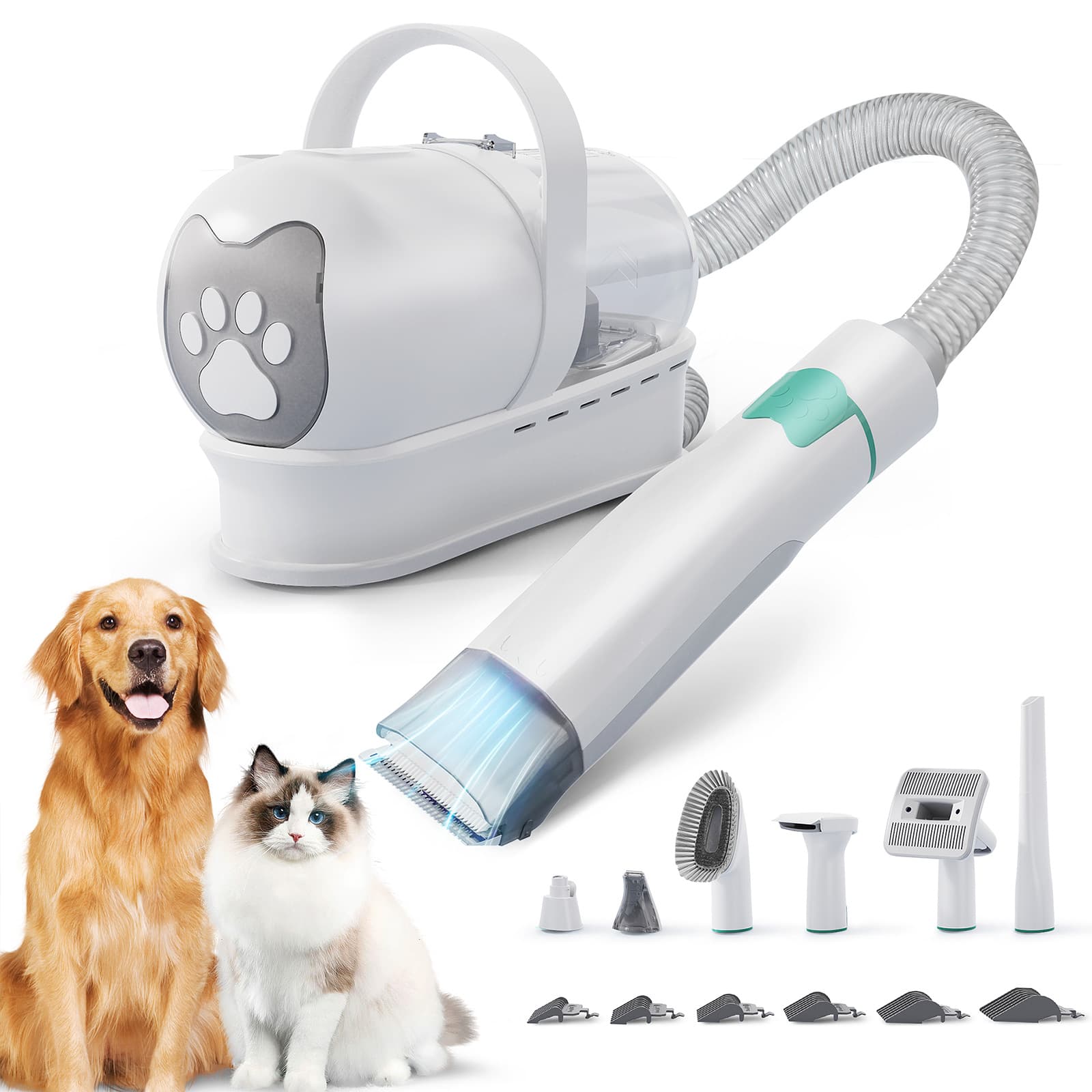 New 7-in-1 multifunctional pet hair trimmer dog and cat vacuum set cross-border vacuum trimming and shaving all-in-one machine