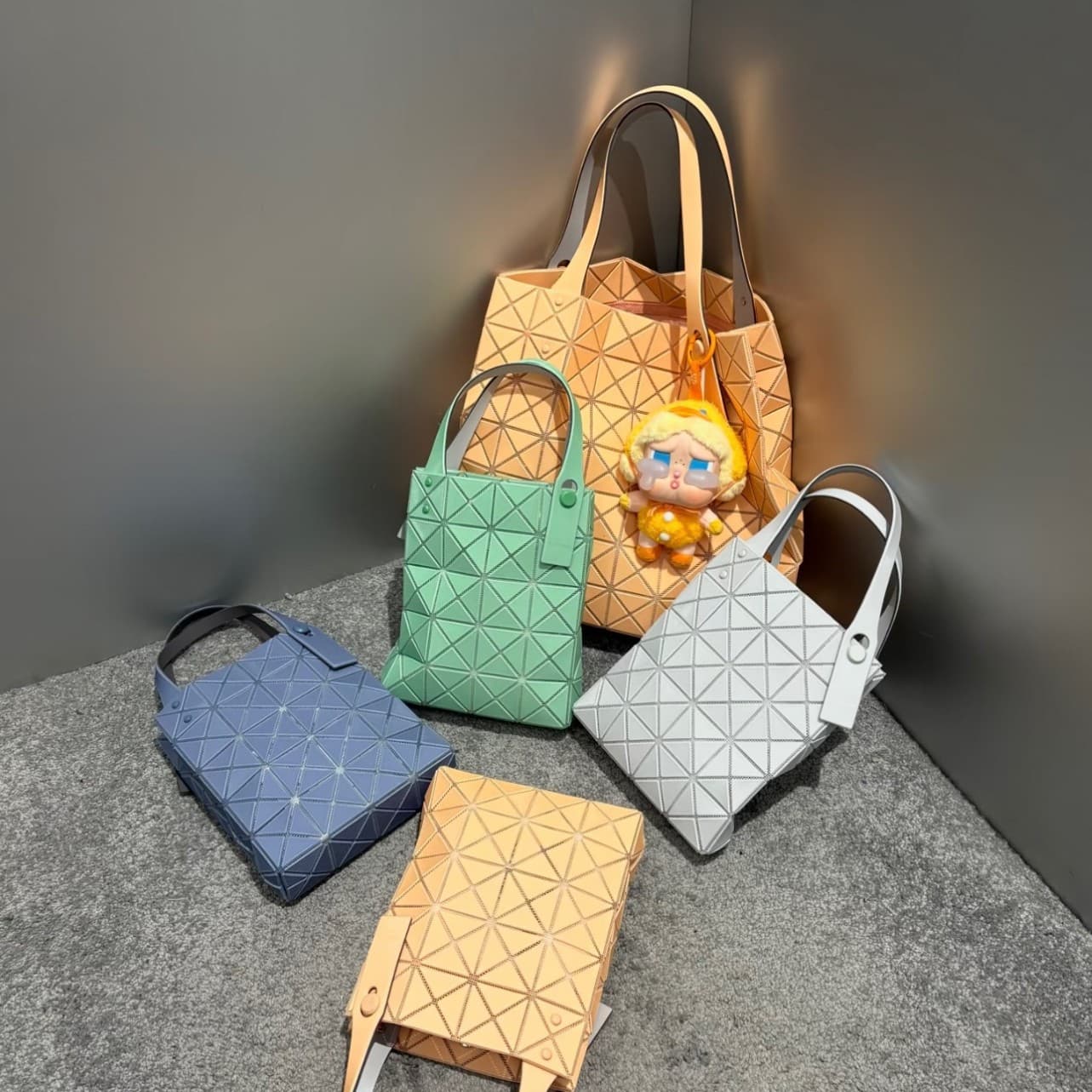 New Japanese PRISM Candy Color 4-Grid Diamond Pattern Handbag 8 Shoulder Tote Mini Box Bag