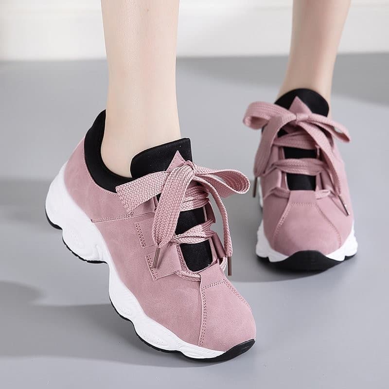 Women's Shoes New Korean Style Thick-Soled Sports Shoes Comfortable Breathable Trendy Lightweight Lace-Up Casual Dad Shoes Cross-Border Wholesale
