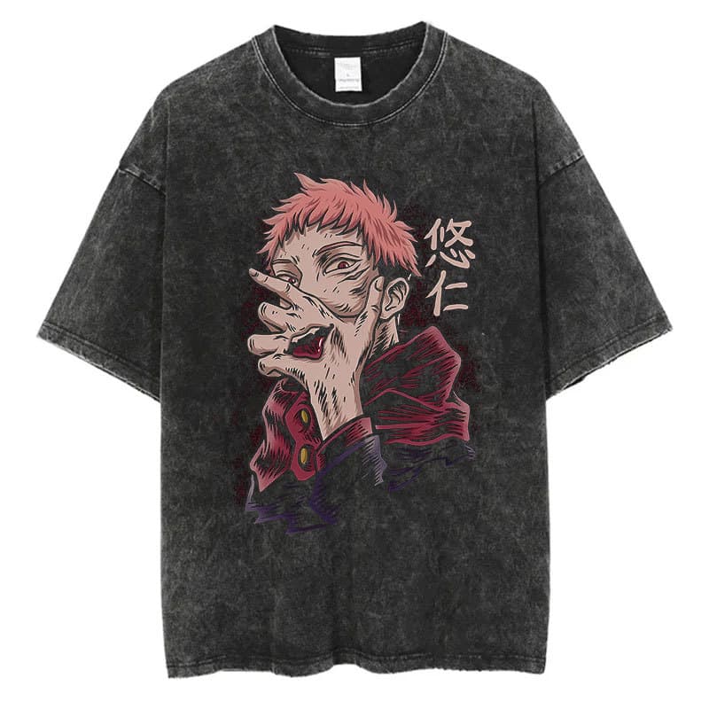Loose Anime Jujutsu Kaisen Gojo Satoru T-Shirt Unisex Washed Harajuku Cotton T-Shirt Print