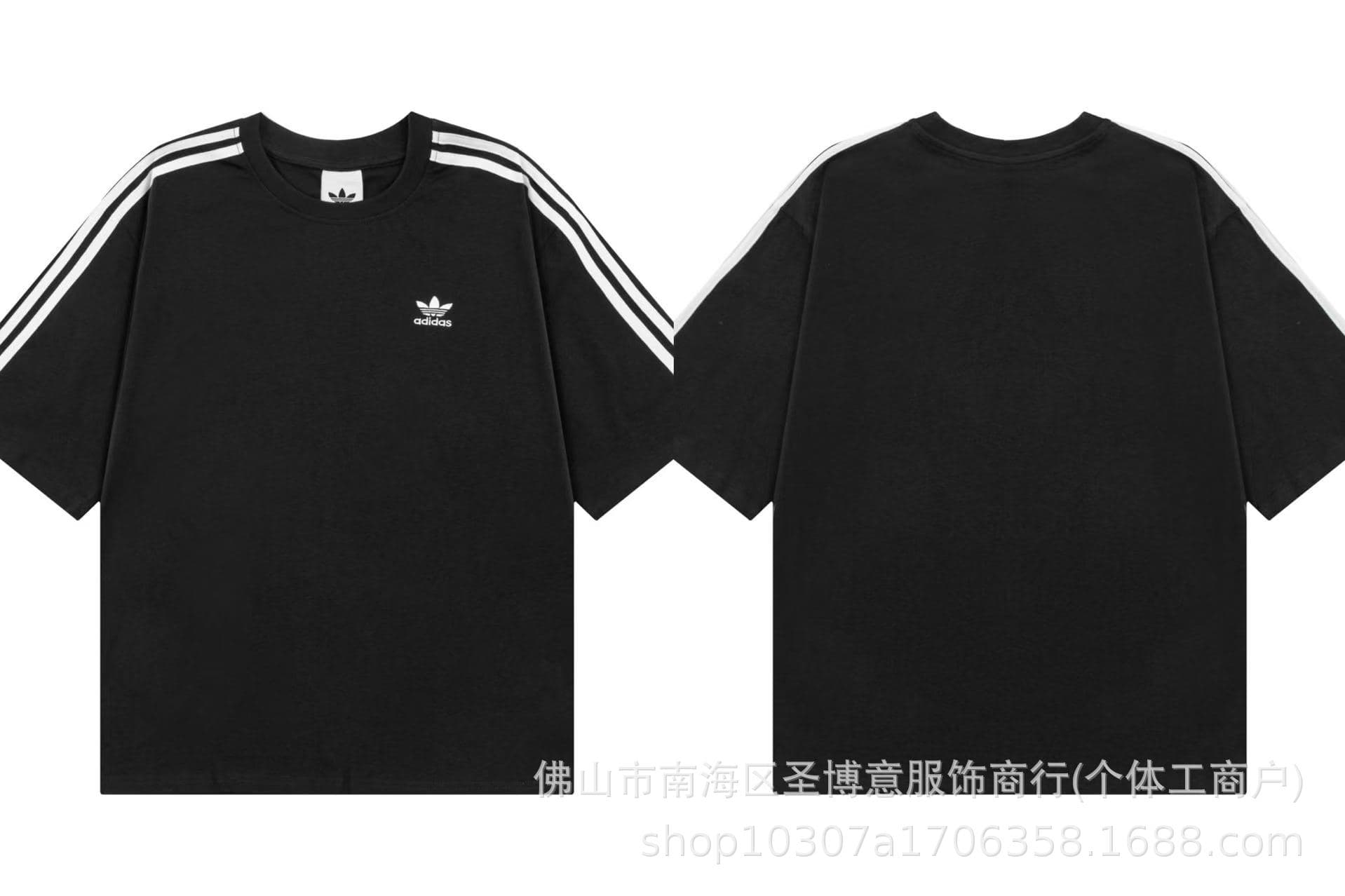26SS High Version Trefoil American Retro Three-Bar Pure Cotton Double Yarn Short Sleeve Round Neck T-Shirt for Men and Women