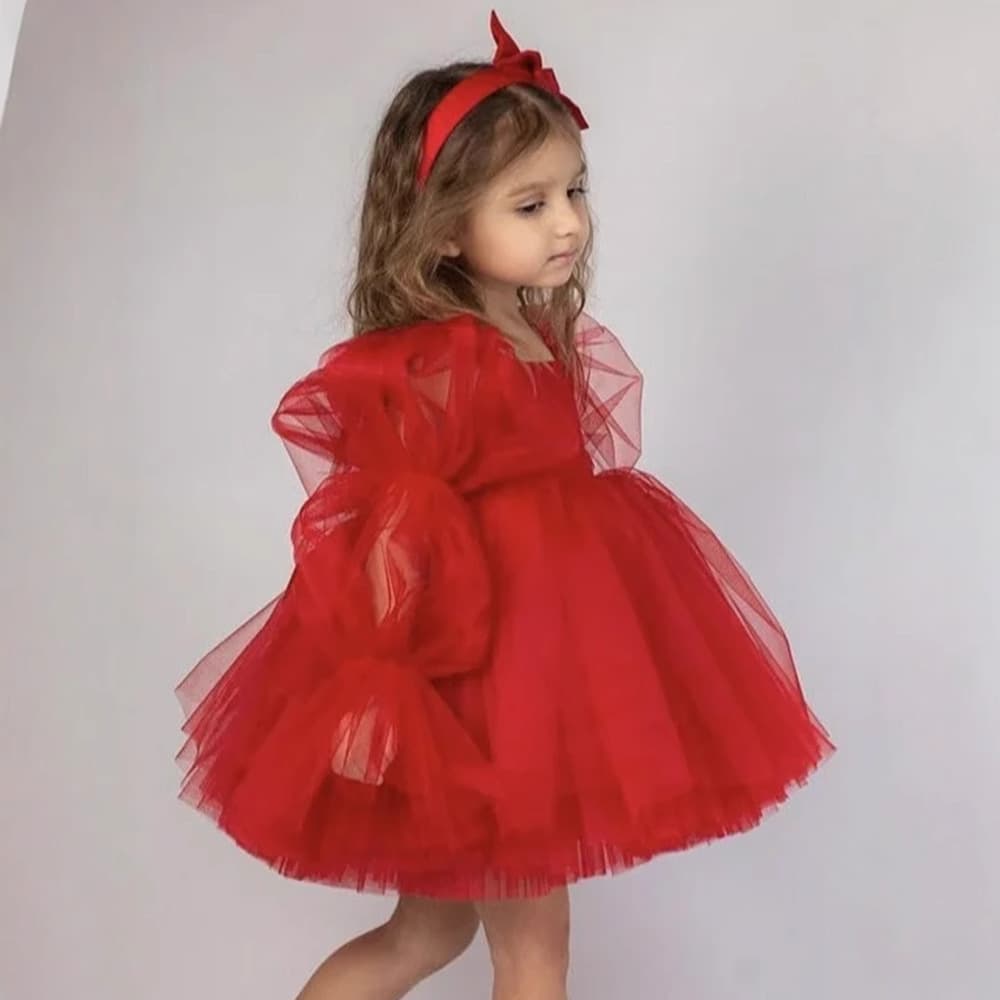 Cross-border Amazon Children's First Birthday Dress 2026 New Cute Flower Girl Wedding One-Shoulder Tulle Princess Dress