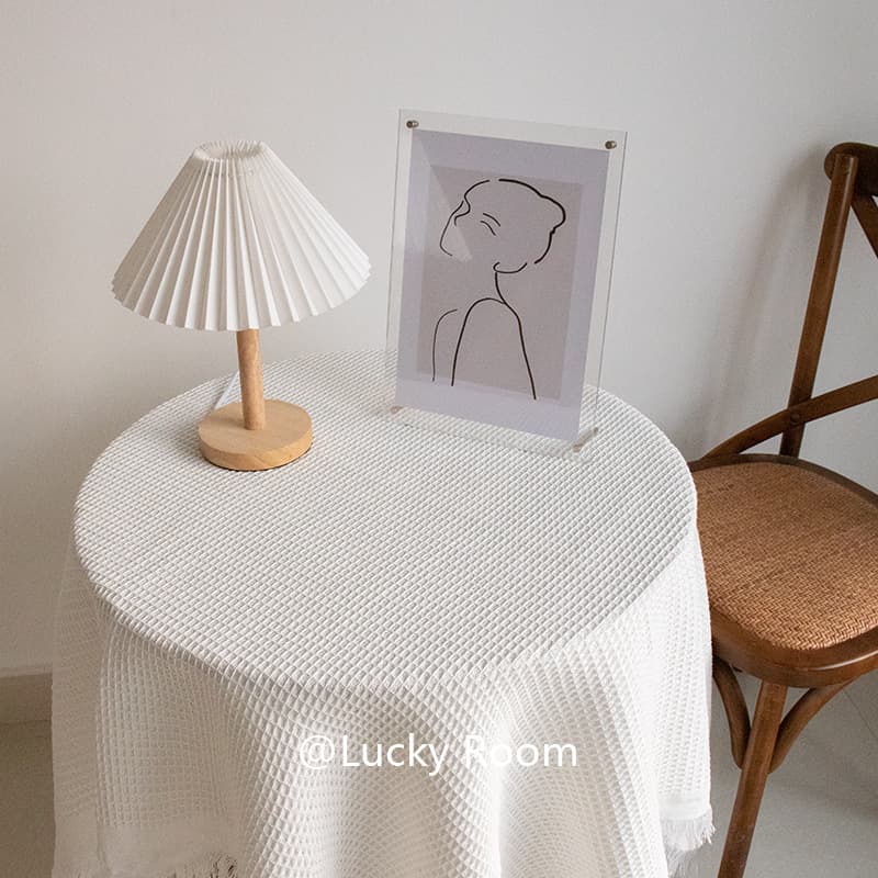 Japanese-style tablecloth white modern coffee table bedside desk square round table cloth dropshipping