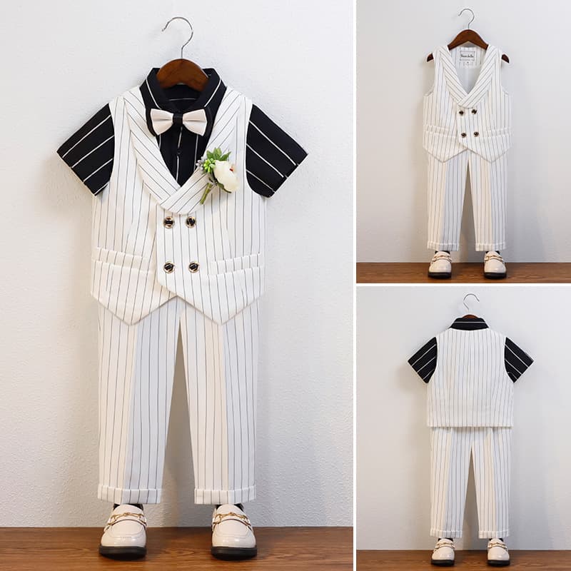 Boys' Small Suit, British Style, for Speeches, Hosting, Piano Performances, Flower Boy, First Birthday Formal Wear, Boys' Vest Set