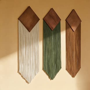 Diamond Wooden Board Fringe Tapestry Handmade Bohemian Wall Decor Wall Hanging for Guesthouse Entryway Decorative Tapestry