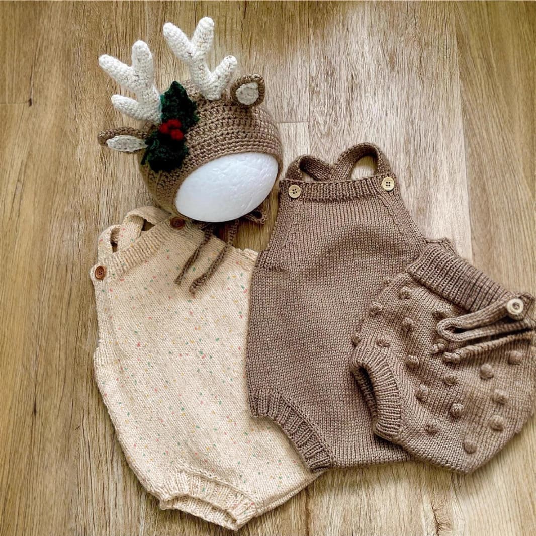 Baby Autumn/Winter Unisex Sweater A-Class Oatmeal Color Dot Suspender Knitted Bodysuit Romper