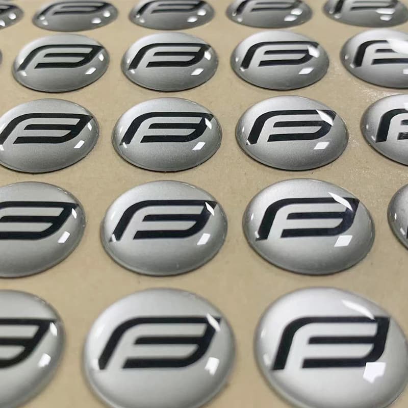 3D adhesive sticker factory high-quality customized printed three-dimensional logo epoxy resin bright silver material label