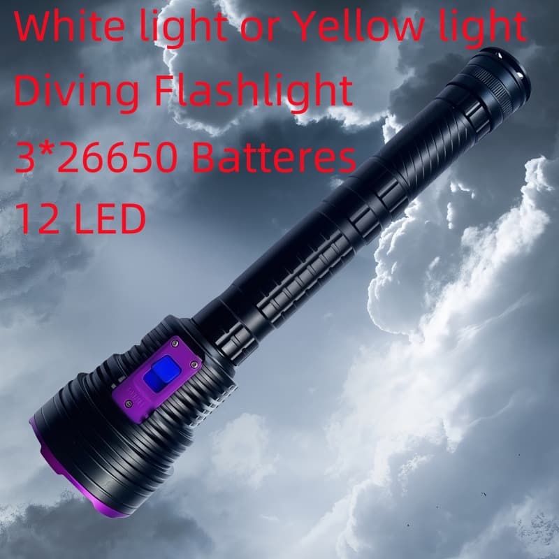 Diving Flashlight 12x L2 7000 Lumens Aluminum LED Flashlight 26650 Rechargeable Flashlight