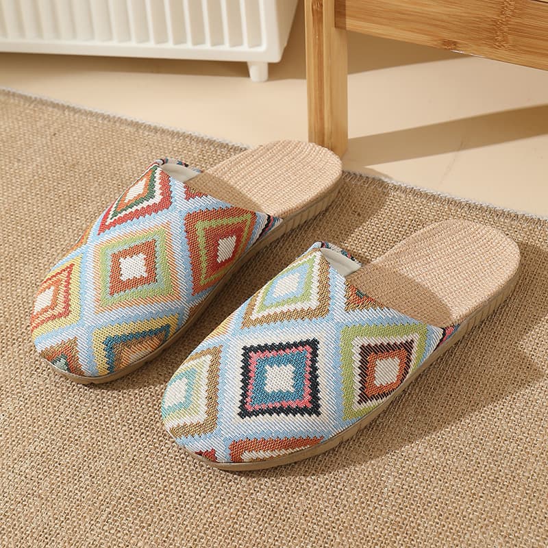 Cross-border new Japanese-style straw indoor slippers, linen slippers, women's summer home use, soft-soled silent slippers for couples