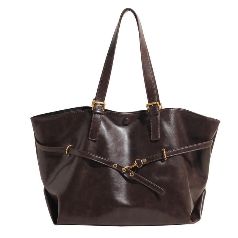 Vintage Large Capacity Women's Shoulder Bag, New Maillard Style, Versatile, Simple Commuter Tote Bag