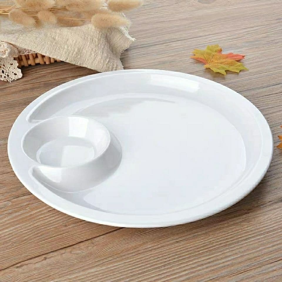 Melamine imitation porcelain tableware, commercial dumpling plate with vinegar sauce, dumpling plate, vegetable plate, sushi plate, household sub-mother plate