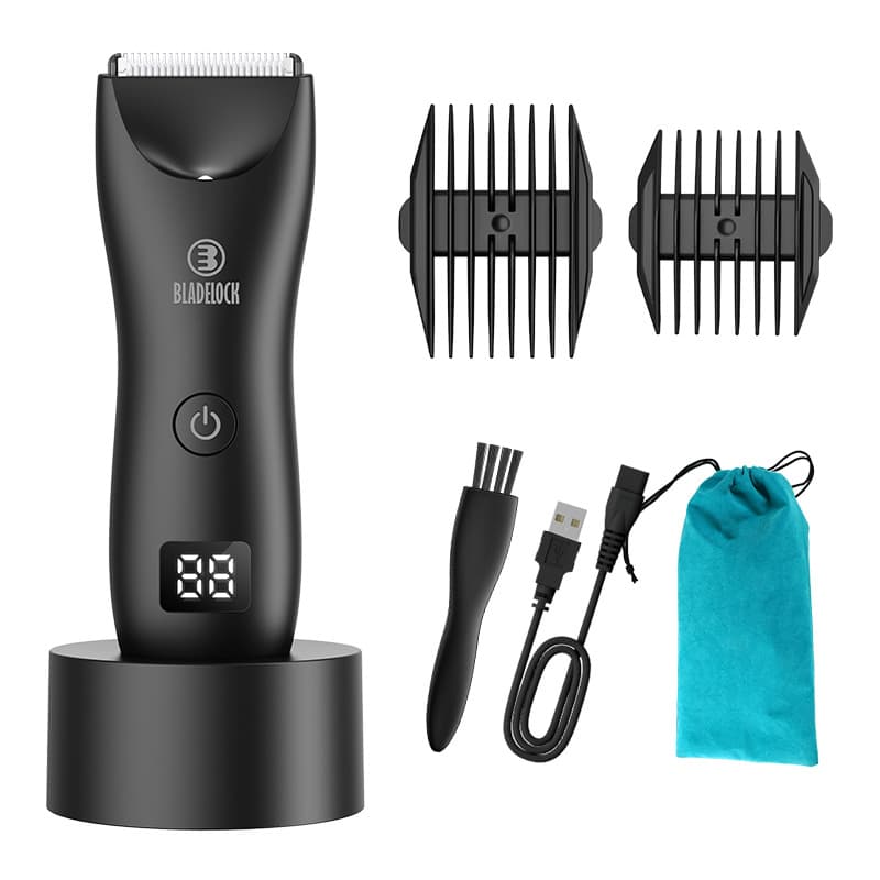 Men's and Women's Groin Body Hair Safety Blade Beard Intimate Area Trimmer Waterproof Electric Clipper LED Base
