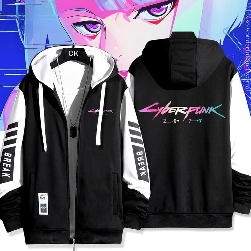 Cyberpunk Edgerunners Anime Merch Lucy Hair Color Matching Cosplay Jacket Coat for Men and Women Autumn Winter Clothing