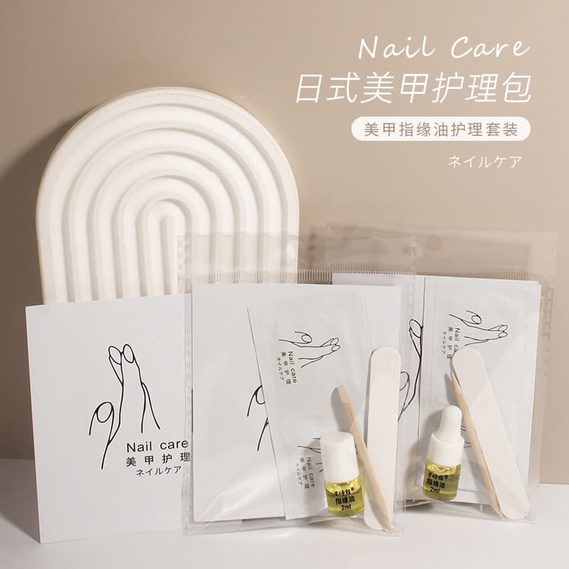 Nail Care Kit, Nail Salon Manicure Care Package, After-Sales Care Card, Cuticle Oil, Orange Wood Stick, Nail File