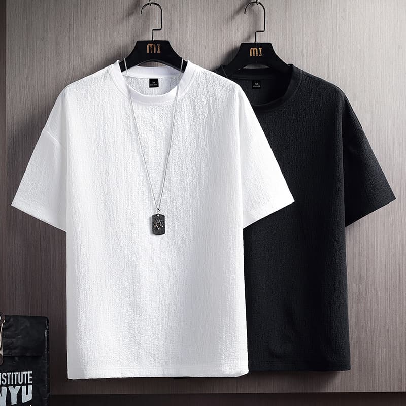 Men's Short Sleeve T-Shirt Solid Color Fashion Half Sleeve Top Summer 2025 New Slim Fit Trendy Clothing Tee