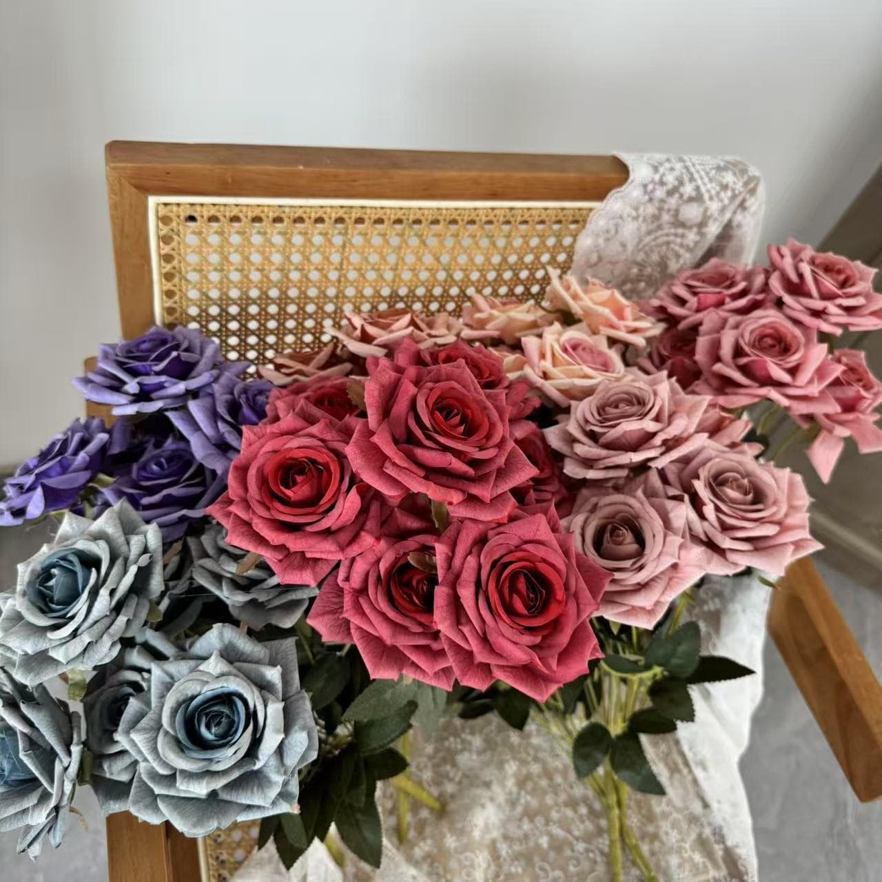 7-Head Simulation Rose Bouquet High-End Handheld Bouquet Photography Prop Wall Decoration