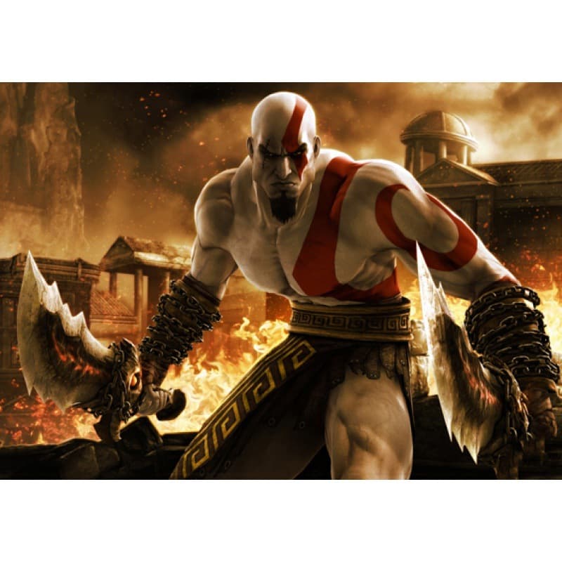 God of War Kratos Game Poster Decorative Painting Kraft Paper Frame Photo Paper Framed Picture Hanging Wall Art