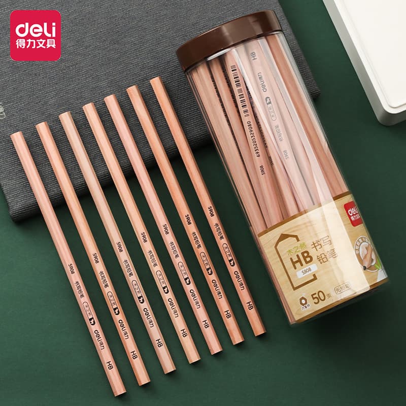 Deli Stationery S907 S908 S940 S941 Pencils 2B HB Hexagonal Barrel Pencils 50 Pieces 30 Pieces Natural Wood