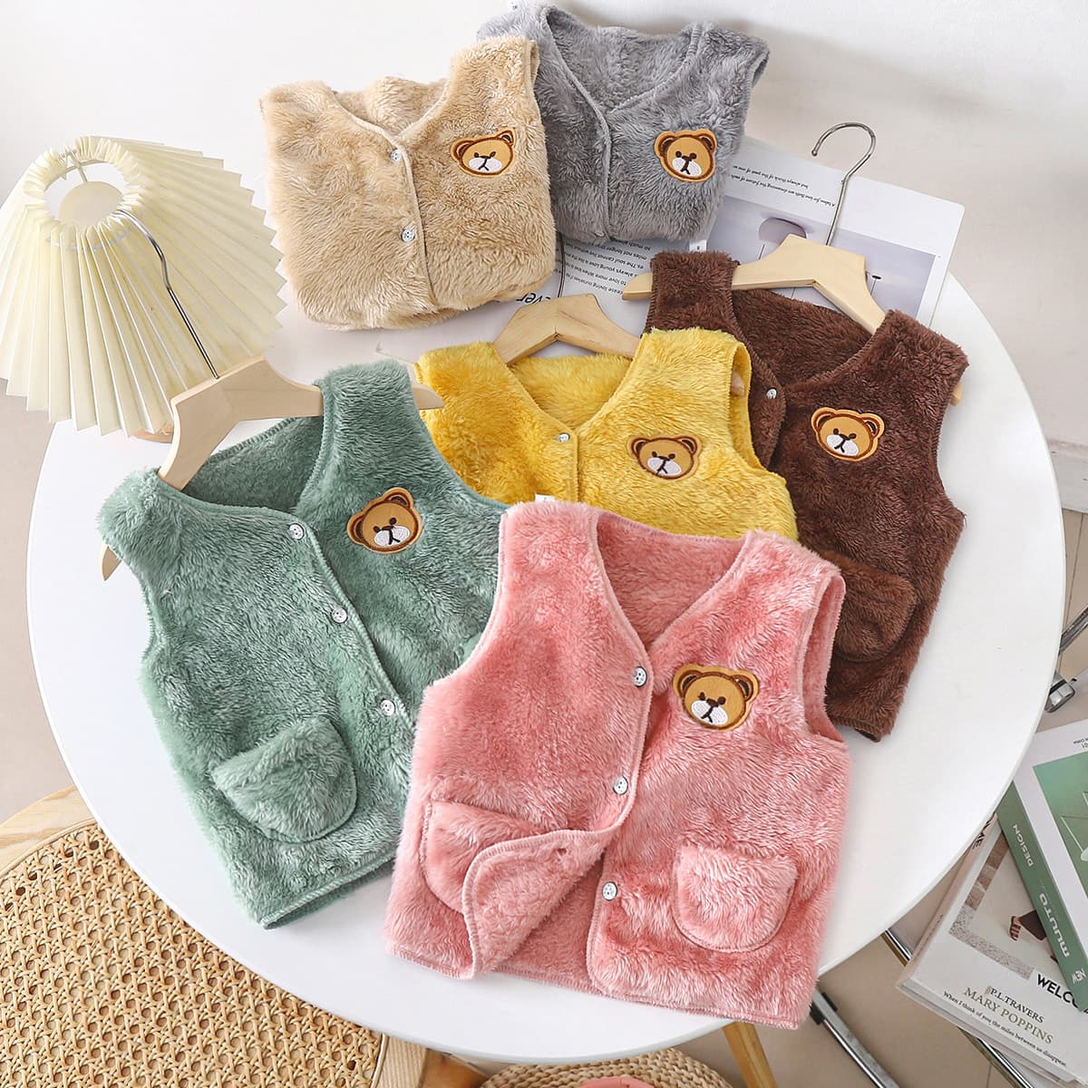 Children's New Vest Spring/Autumn Double-Sided Coral Fleece Unisex Babies Fleece-Lined Waistcoat Flannel Korean Style Warm Sleeveless Jacket
