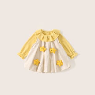 Girls Dress 2026 Autumn Baby 3D Star Set Stylish Baby Girl First Birthday Cute Bud Skirt